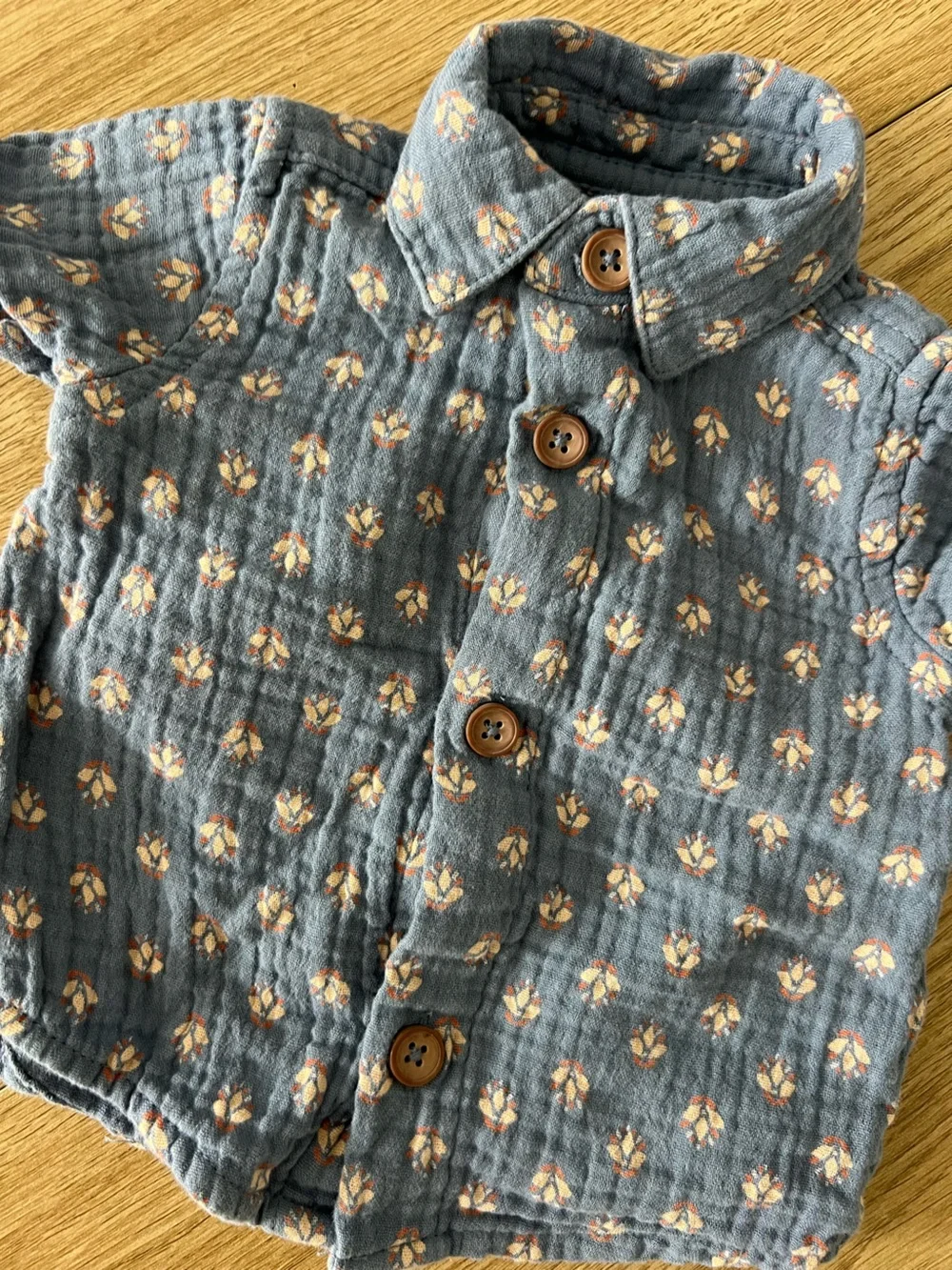 Carter's Blue Short-Sleeve Button Down Shirt Size Newborn